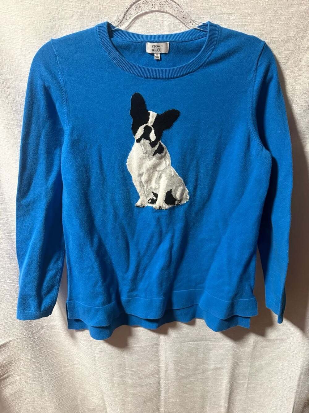 Crown & Ivy French Bulldog Graphic Crewneck Sweater